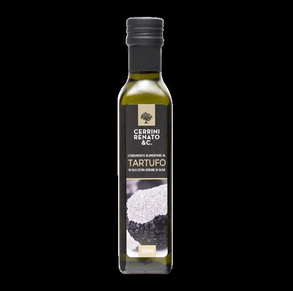 OLIO EXTRA VERGINE DI OLIVA CONDIMENTO ALIMENTARE AL TARTUFO Olio extra vergine di Oliva aromatizzato al tartufo. Caratterizzato dall intenso profumo di tartufo che pervade ed esalta le pietanze.