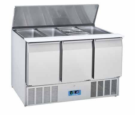 SALADETTE > GN1/1 > OPEN TOP MODEL MODELLO CR 93A CRQ 93A GN1/1 refrigerated saladette with stainless steel open top Saladette refrigerata GN1/1 con top inox apribile v v Stainless steel exterior and