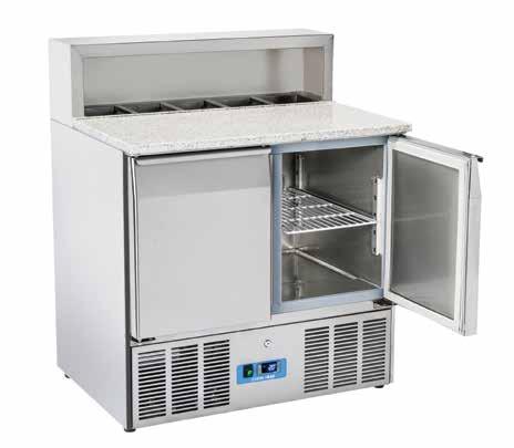 MODEL MODELLO CRP 90A CRP 93A CRM 93A SALADETTE > GN1/1 > PIZZA TOP GN1/1 refrigerated saladette with pizza top Saladette refrigerata GN1/1 con top pizza Stainless steel exterior and interior Corpo
