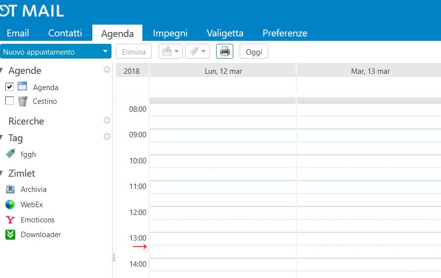Sul tab Agenda, si possono