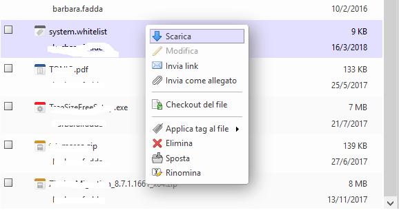 Una volta caricato il file è possibile inviare agli