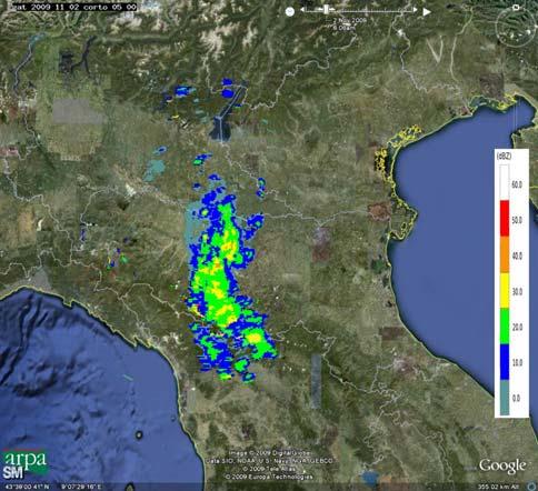 da un primo impulso di precipitazione, in movimento da ovest verso est, a partire dalle 02:45