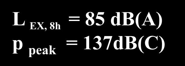 L EX, 8h = 80 db(a) p peak = 135dB(C) L EX, 8h = 85