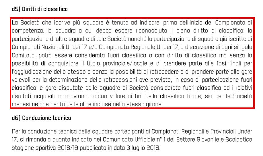 DIRITTI DI CLASSIFICA E CONDUZIONE TECNICA UNDER 15 Caratteristiche dell attività L attività della categoria Under 15 costituisce il momento conclusivo di verifica del processo tecnico di