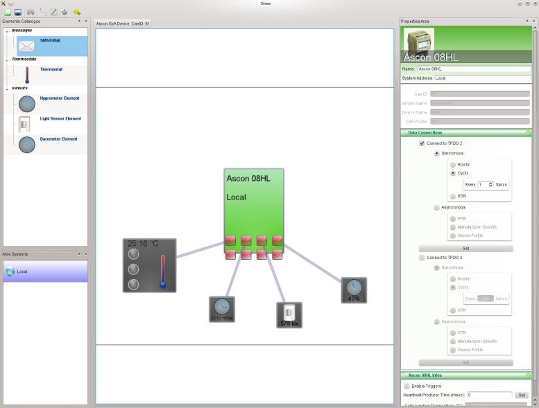 CONFIGURAZIONE DEI SISTEMI Avviene mediante un programma sviluppato appositamente Si definiscono le connessioni tra i sensori e le schede di conversione