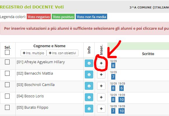 Registro voti - Valutazione singolo alunno o di un piccolo gruppo Valutazione piccolo gruppo (interrogazione/recupero di