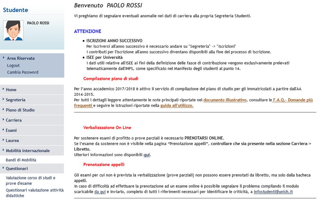 Nel caso in cui si abbiano più carriere attive nel nostro Ateneo,