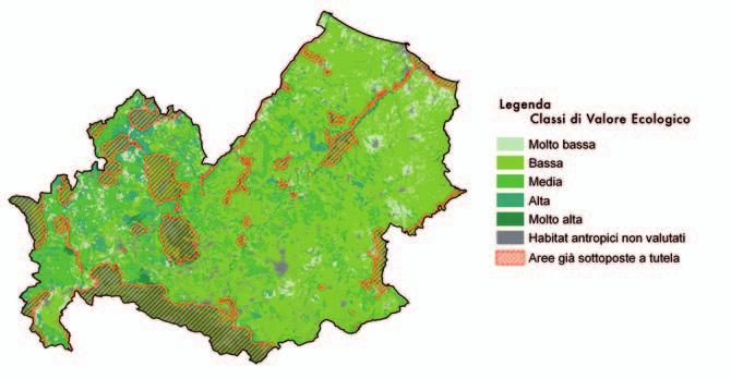 DISTRIBUZIONE DEL VALORE ECOLOGICO SECONDO CARTA DELLA NATURA BOX D APPROFONDIMENTO Fonte: ISPRA, 2008 Figura 8: Distribuzione territoriale delle classi di Valore Ecologico del Molise Considerando le