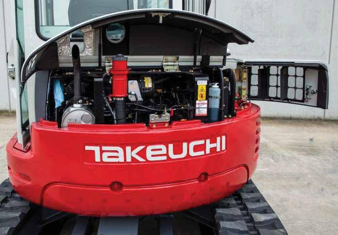 Il sistema è progettato per la massima affidabilità della raffinata idraulica Takeuchi con un filtro di ritorno olio idraulico ad alta qualità, posto all