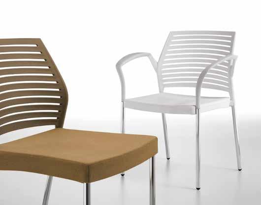 Design: Giancarlo Bisaglia Contemporanea e vitale, questa sedia impilabile è