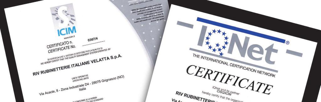 CERTIFICAZIONI APPROVALS ISO 9001 ISO 9001 EUROPE EUROPE EN 331 EUROPE 2009/142/CE EUROPE HTB EN1775 EUROPE ATEX ITALY D.M.