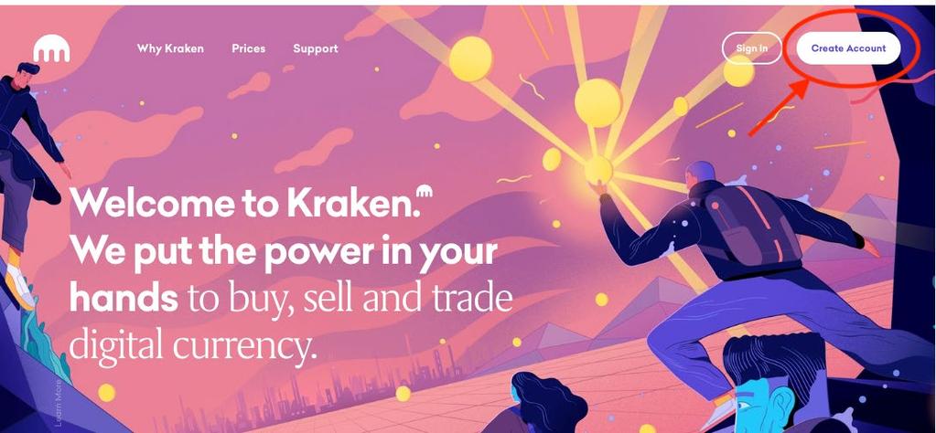 Creare un account su Kraken Per aprire un account andate su https://www.kraken.com e cliccate sul tasto Create Account in alto a destra.