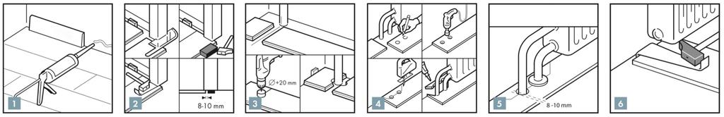 FINITURA 1. Installare il battiscopa contro il muro. Non fissare il battiscopa al pavimento. Questo metodo permette al pavimento di espandersi e contrarsi al di sotto del battiscopa.