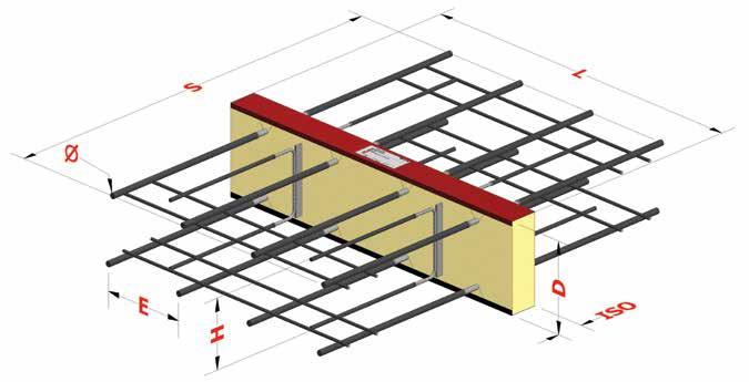 Sistema statico ±M Rd ±V Rd Esempio di utilizzo Dimensioni del corpo isolante e dei componenti in acciaio L Lunghezza elemento S Lunghezza barra D Altezza elemento Ø Diametro barra ISO isolante H