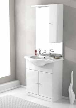 lavabo ceramica, pensile e faretti led, larghezza cm105, bianco