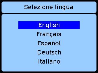 Menu Configurazione Evidenziare la lingua che si desidera attivare. per uscire e tornare al menu Configurazione.