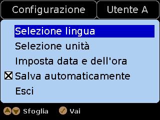 Fare riferimento alle frecce di aiuto per vedere quali sono i pulsanti attivi per ciascuna schermata.