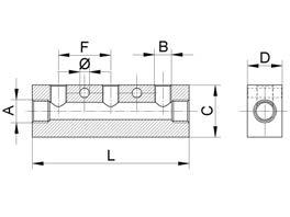 Ripartitore lineare lungo Long linear manifold Code A B C D L F Ø Gr.