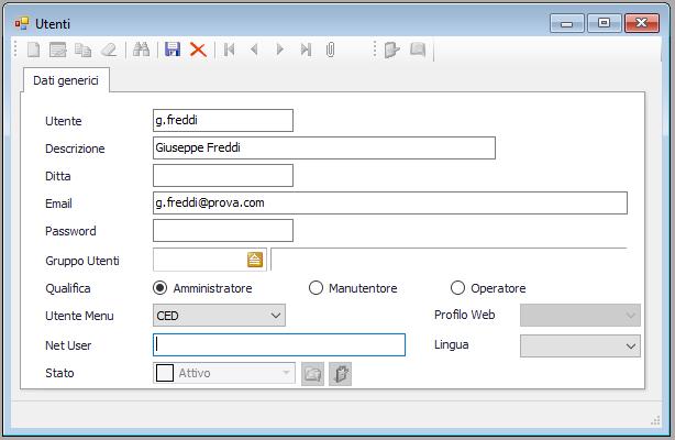 Associare una e-mail ad un Utente UTILITY -> PARAMETRI -> GESTIONE UTENTI Occore compilare il