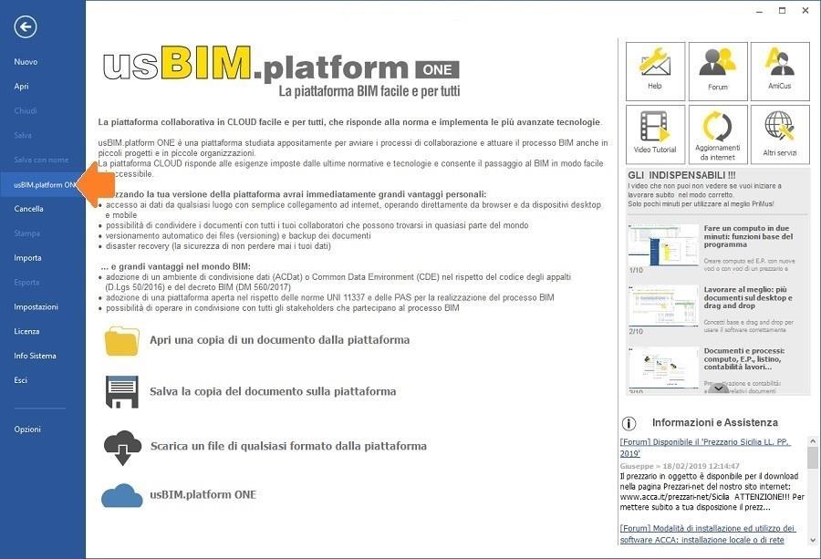 Step 2 - Come si accede alla pagina di usbim.platform ONE I software ACCA in versione BIM ONE dispongono di avanzate funzioni di integrazione con la piattaforma collaborativa in CLOUD usbim.