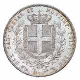 000 28 28 g 5 Lire 1859 - Zecca: Genova - Diritto: effigie del Re a destra - Rovescio: stemma