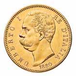 94 94 U 100 Lire 1880 - Zecca: Roma - Diritto: effigie del Re a sinistra - Rovescio: stemma di Casa Savoia coronato e circondato dal Collare dell'annunziata -