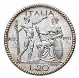673) 250 198 198 g 20 Lire Littore 1929 Anno VII - Zecca: Roma - Diritto: effigie del Re a destra - Rovescio: littore con fascio nella mano destra saluta
