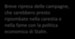 Aumento della produzione agricola e ritorno di quella industriale ai livelli di prima della guerra.