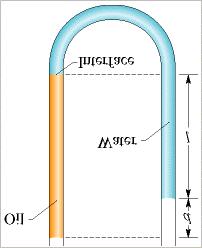 Esercizio Il tubo ad U in figura contiene liquidi in equilibrio statico: acqua alla densita ρ w ( 998 kg/m 3 ) a destra,