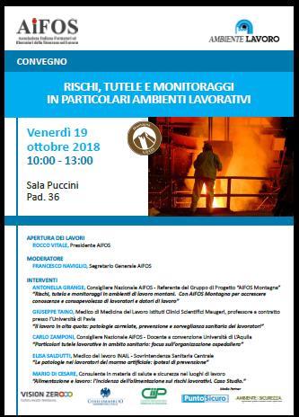 4. AiFOS MONTAGNA Fiera Ambiente Lavoro 2018 Convegno di studio ed approfondimento RISCHI,