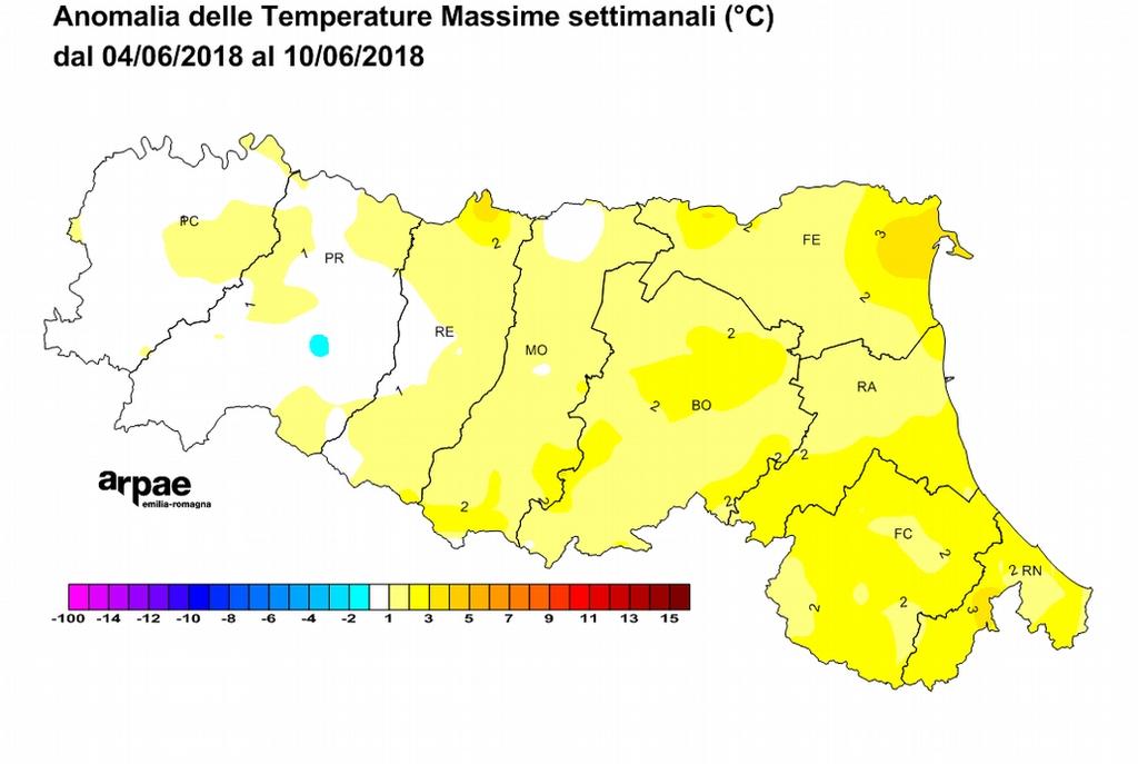 Anomalie della settimana Nelle carte di anomalia la differenza è calcolata rispetto al clima del