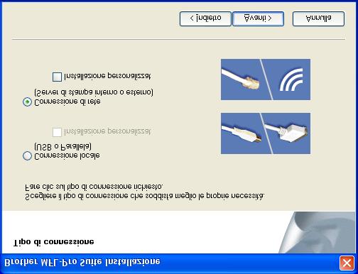 Punto 2 Per utenti con cavo interfaccia di rete (Per utenti 98/98SE/Me/2000 Professional/XP) 7 Dopo aver letto e accettato il Contratto di licenza dell'applicazione ScanSoft PaperPort 9.