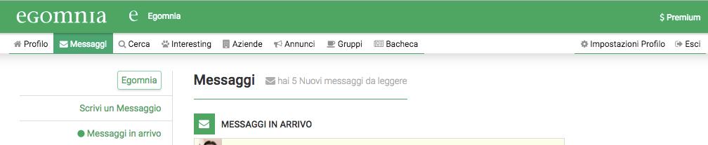 3) Sezione Messaggi Cliccando sulla voce del menù Messaggi sarà possibile visualizzare: - Scrivi Messaggio: Cliccando su questo link si aprirà il box