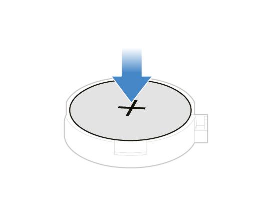 Figura 32. Fissaggio della batteria in formato moneta con il fermo 5. Reinstallare i componenti rimossi.