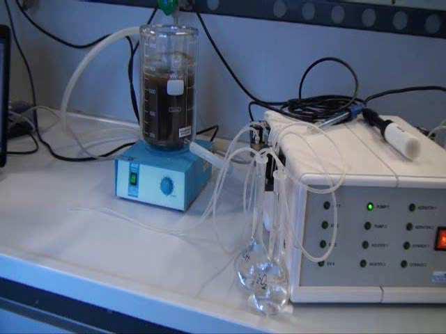 2 L fango attivo sonda OD e ph titolanti: NaOH o H 2 O 2 dosati con pompa peristaltica per mantenere ph