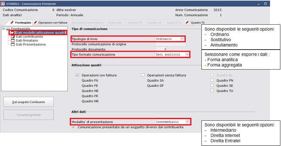 GESTIONE DEL MODELLO: Si ricorda che per poter procedere alla generazione del file telematico è NECESSARIO aver compilato correttamente i dati del