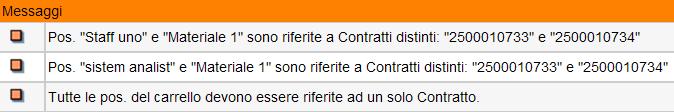 Aggiungere le posizioni da catalogo: richiesta di materiali Tutte le posizioni e prestazioni inserite, che riguardino servizi, limiti o materiali, devono appartenere allo stesso contratto.