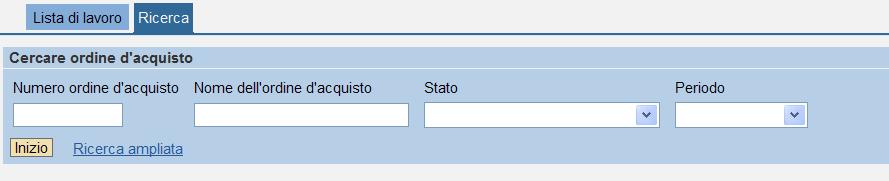 Elaborazione ordine d'acquisto Nella schermata, verranno mostrata la lista di lavoro contenente gli ordini che possono ancora essere modificati.