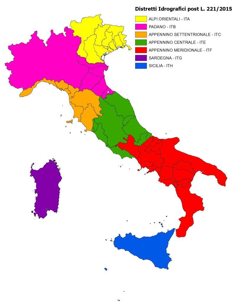 Distretti idrografici Un primo passo verso la razionalizzazione del sistema Le preesistenti Autorità di Bacino a seguito di un