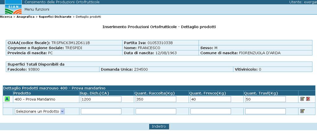 Inserimento, Modifica e Cancellazione Dettagli del Macrouso L inserimento è possibile attraverso una riga situata sulla parte bassa del form.