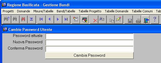 5.3 Elenco progetti di un Ente Attuatore Questa fase e utilizzata solo da utenti remoti quidi si rimanda al manuale utenti remoti. 5.4 Cambio Password Utente.