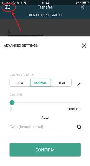 Eidoo calcolerà in automatico il prezzo la quantità di GAS necessaria per una transazione di priorità media.