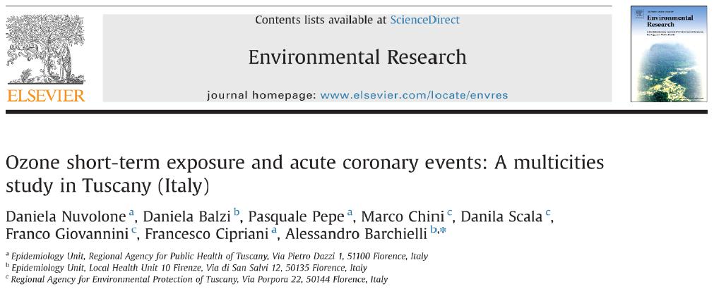 Ozono e cardiovascolare in Toscana Incremento di rischio (+6.