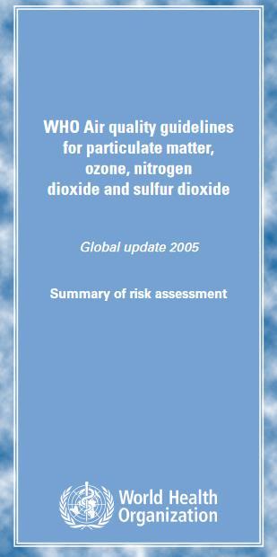 Linee guida WHO Edizione 2005 Il limite per la protezione della salute umana è stato abbassato rispetto a WHO guidelines 2000 e