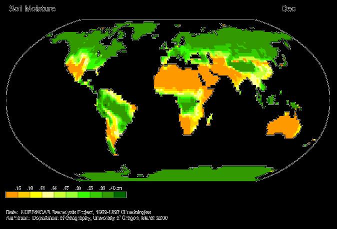 Umidità del suolo Regola la suddivisione dell energia radiative in ingresso in calore sensibile e latente e la