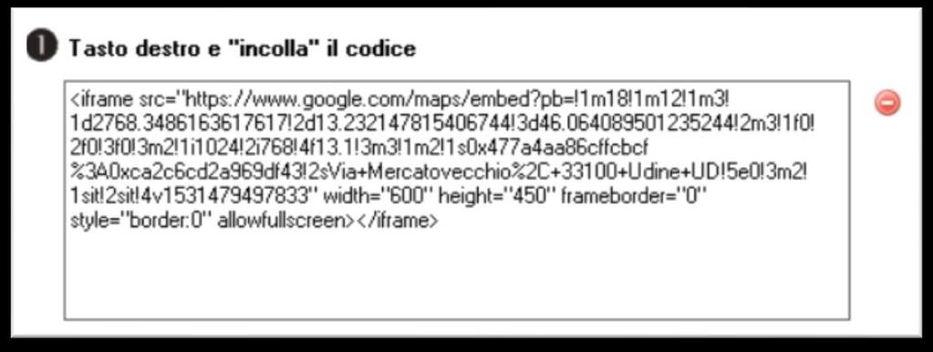 ZONA Figura 4 Nella casella di testo, che si può vedere in figura 4, dovremo incollare il codice che in precedenza abbiamo copiato dal sito Web di cui vogliamo incorporare il contenuto.