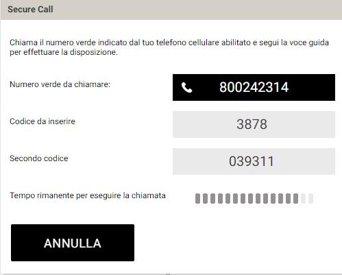 registrato e, quando ti verrà richiesto dalla voce guida, digitare il primo codice indicato.