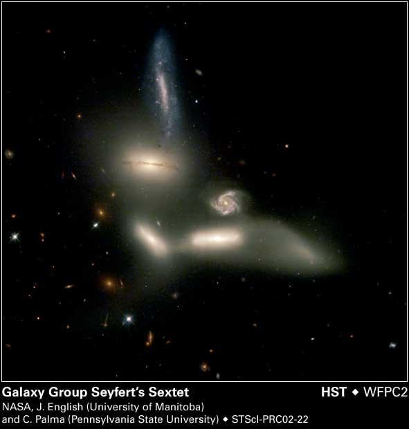 Galassie Interagenti Negli ammassi ricchi le collisioni tra galassie sono frequenti. Le conseguenza di una collisione possono essere: strutture come code mareali, anelli ecc.