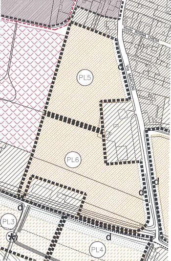 AREA DI TRASFORMAZIONE PL5 SUPERFICIE DELL AREA: 7.371 mq DESTINAZIONE:PREVALENTEMENTE RESIDENZIALE DATI IDENTIFICATIVI: Fg. 23 map.