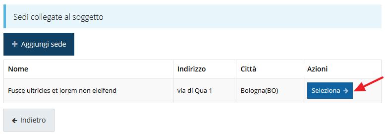 Figura 33 - Maschera di inserimento dati sede Completato l inserimento cliccate su Salva per memorizzare i dati.